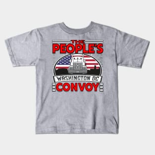 PEOPLES CONVOY US FLAG WASHINGTON DC 2022 RED BLACK WASHINGTON DC SKYLINE IN BACKGROUND Kids T-Shirt